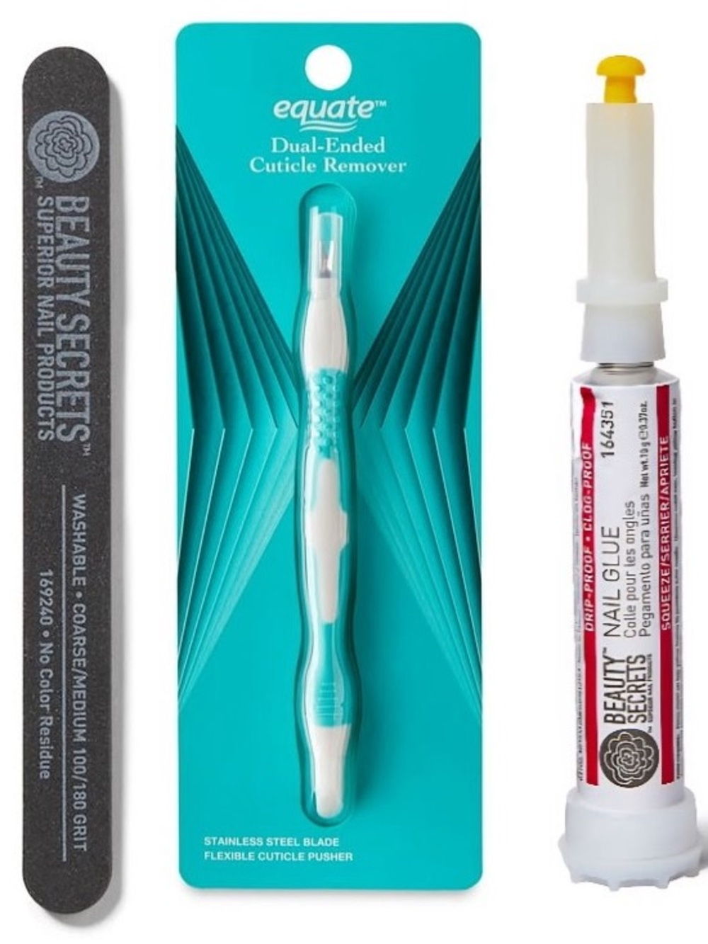 Press on Nail Kit, nail glue, file and cuticle remover